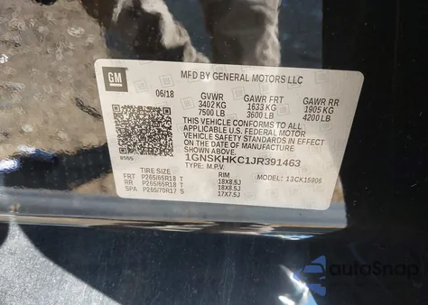 2018 Chevrolet Suburban Lt z USA, uszkodzony, nr VIN 1GNSKHKC1JR391463